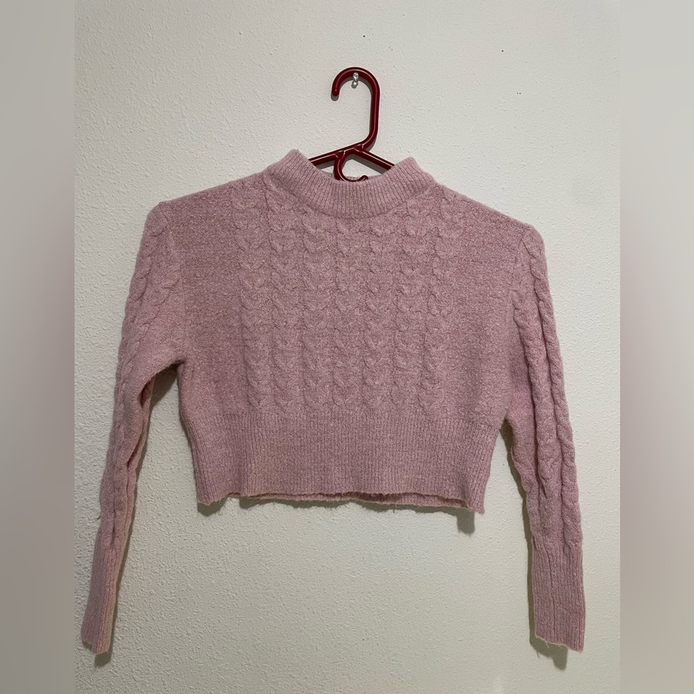 Pink Cable Knit Women's Sweater